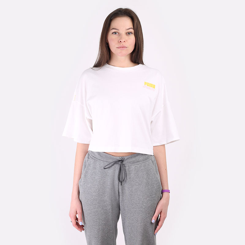 женская белая футболка PUMA x Peanuts Tee 53115802 - цена, описание, фото 3